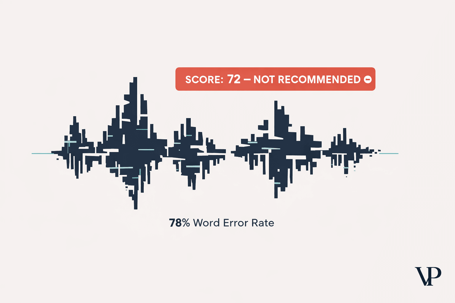 A striking editorial image specific to the intersection of AI hiring technology and disability exclusion, centered on the concept of a system confidently scoring a broken input.