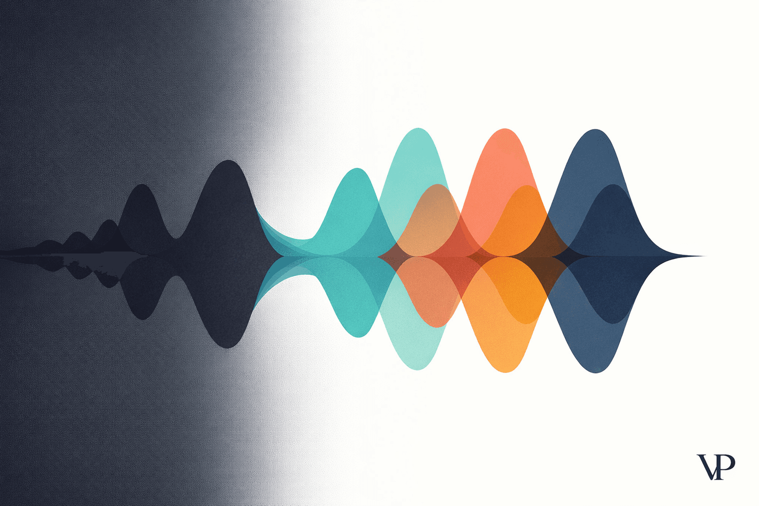 A striking editorial image showing audio waveforms being deconstructed into labeled, transparent layers — representing the article's theme of auditable, traceable AI audio vs. opaque black-box generation.