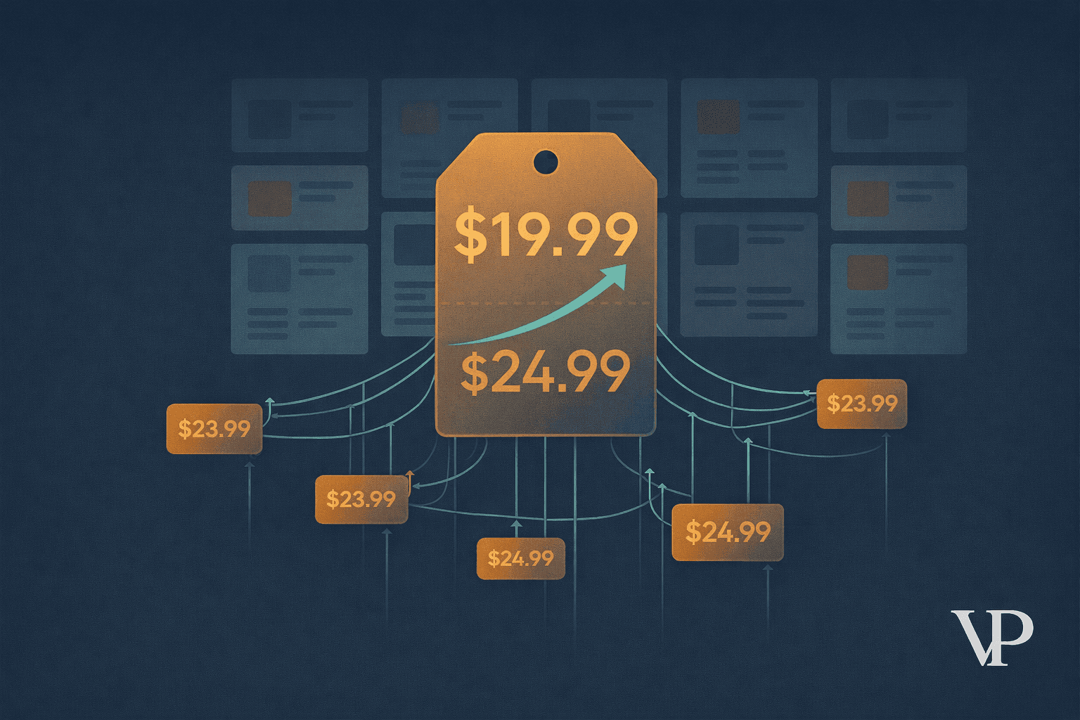 A striking editorial image evoking the concept of a hidden pricing algorithm manipulating a marketplace — specific to algorithmic pricing, not generic tech.