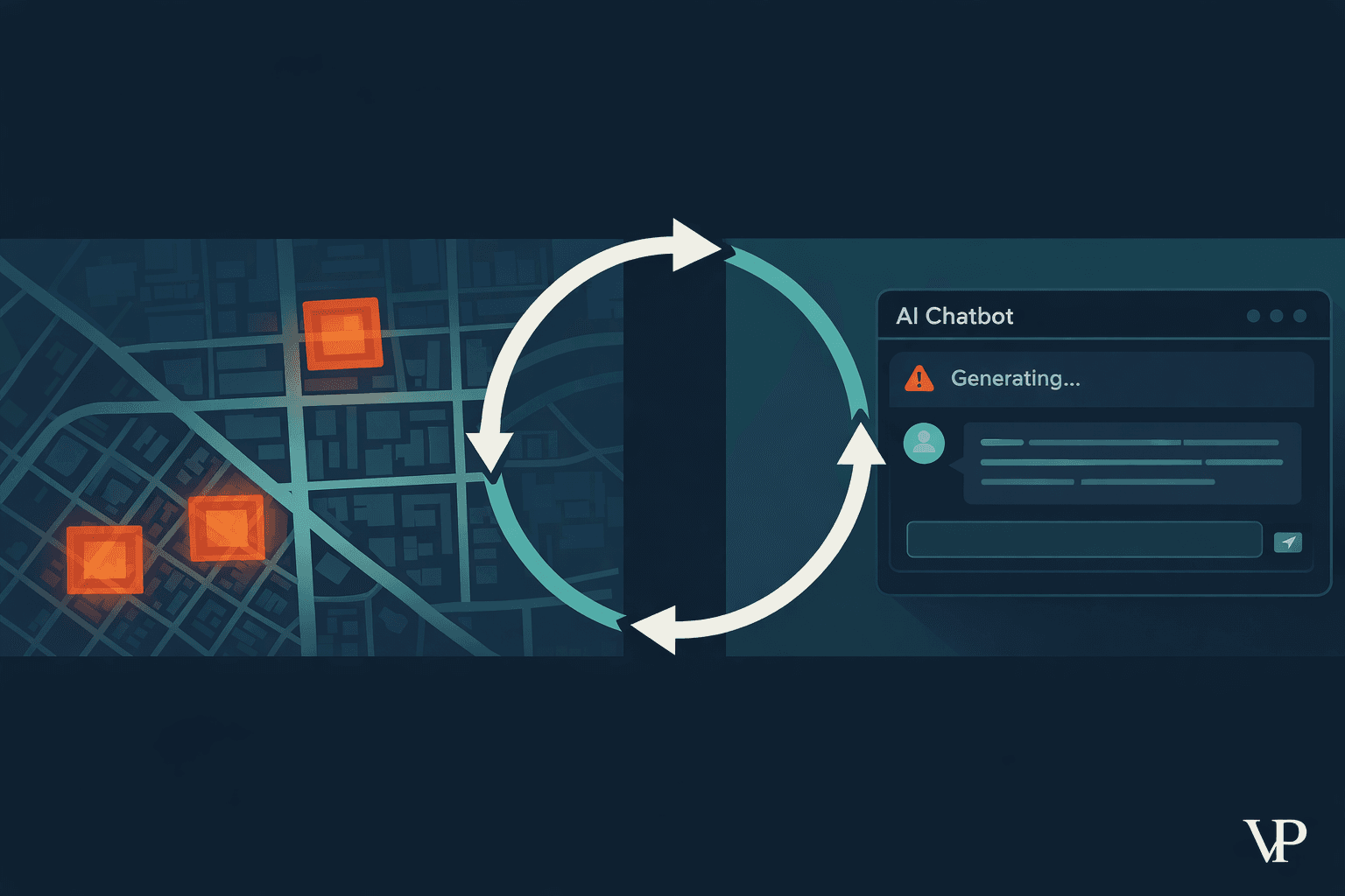A striking visual connecting algorithmic policing surveillance with enterprise AI decision-making, showing the throughline of the article's argument.