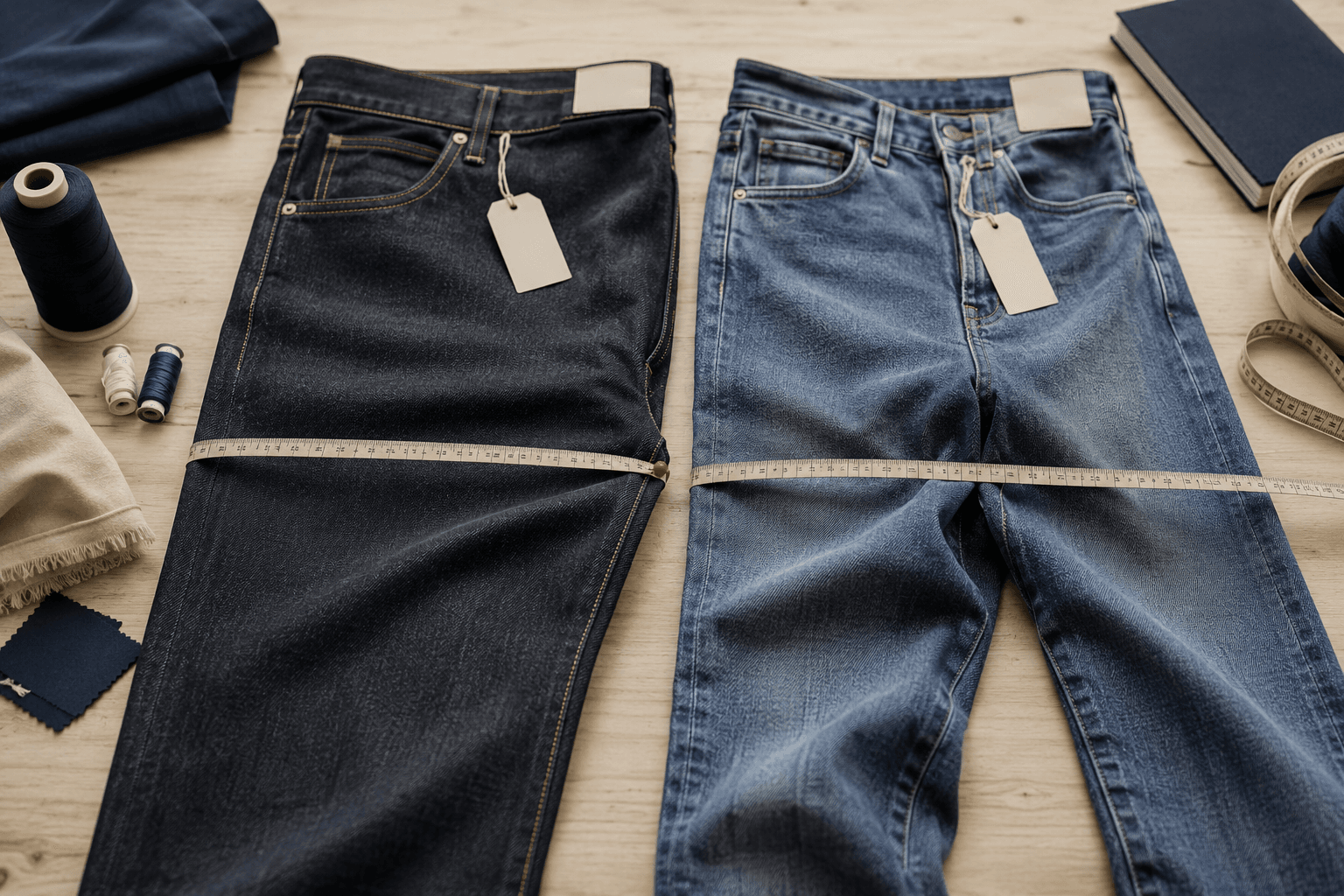 Building Contour, a physics-grounded fit engine for fashion: the same body is a 29 in raw selvedge and a 28 in stretch denim, beating the size chart by 40 points.